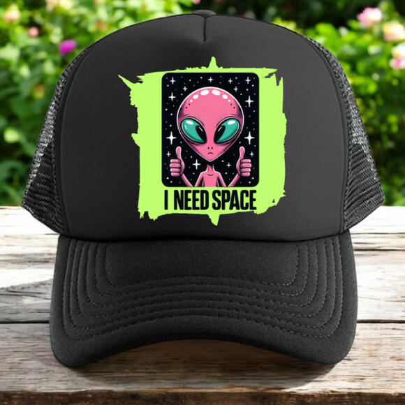Alien trucker hat mens O/S snapback unisex I need space cryptid conspiracy - Picture 1 of 4